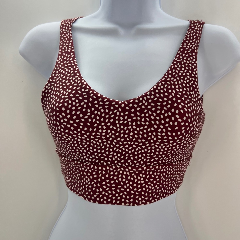 Buffbunny Collection Burgundy Dotted Strappy Cage Back Sports Bra XS Maroon